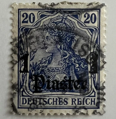 1905-08 TURQUÍA OFICINA DE CORREOS ALEMANA 1 SELLO DE PIASTRA CON BONITO HIJO SOTN CANCELAR Foto 1 de 2