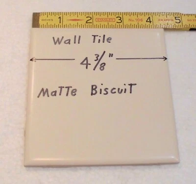 1 pc. Azulejo de pared de cerámica mate *color galleta* 4-3/8" X 1/4" de espesor, blanco roto, Foto 1 de 4