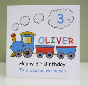 Personalised Boys Birthday Card Train Birthday Card 1st 2nd 3rd Nephew Son - Picture 1 of 6