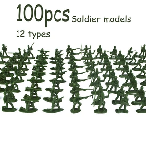 100Pcs Army Men Playset Plastic Toy Soldier Figures Accessories 3.8cm - Picture 1 of 10