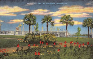 Brücke der Löwen St. Augustine Florida Postkarte Anastasia Island Medici Löwen - Bild 1 von 2