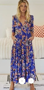 JAASE ~ Santiago Berry Maxi Dress ~ BNWT - Size L 12-14 Stunning Boho Cute - Picture 1 of 6