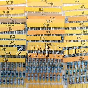 (1.2Ω–1M Ω) 500pcs 50 Values 1/2W 0.5W 1% Metal Film Resistors Assorted kit Set - Picture 1 of 4