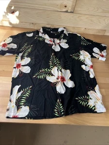 Aloha Fashion Hawaiian Shirt Size XXL Button Black Floral  Pocket Cotton - Picture 1 of 9