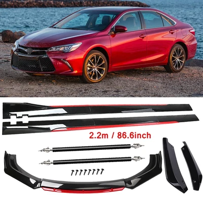 Front Bumper Lip Spoiler Splitter Side Skirt Glossy Black For Toyota Camry 00-17 - Imagem 1 de 4