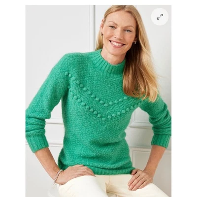 Pullover Talbots Chevron tejido cuello falso Chevron bobble verde manga larga mujer largo Foto 1 de 4