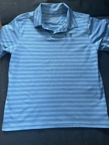 Under Armour Loose Fit Heatgear Boys Youth Large Short Sleeve Polo Blue - Picture 1 of 4
