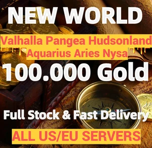 New World Gold Coins 100k / 100K gold US East West EU Central / NW Servers - Picture 1 of 1