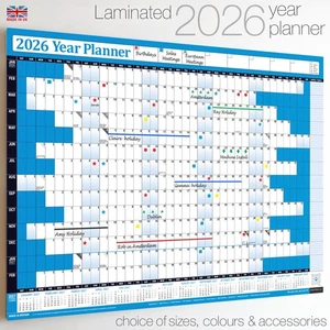 Planificador del año 2026 ✔LAMINADO Calendario Limpiar Pared Gráfico Anual✔Pegatinas✔Lápiz - Imagen 1 de 117