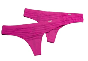 Victoria’s Secret PINK Thong 2-Pack L Seamless Stretch Panty Hot Pink NWT - Picture 1 of 6
