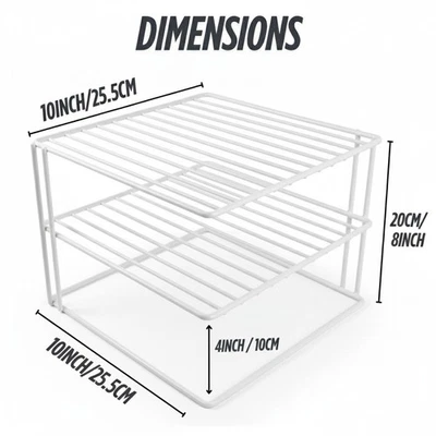 Cupboard Organiser 3 Tier Kitchen Corner Plate Rack Storage Holder Stand Plates - Image 1 of 4