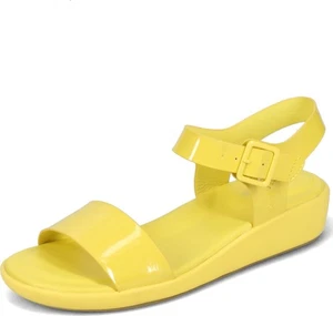 Hush Puppies Women's Brite Jells Quarter Strap Wedge Sandal, Sun Yellow, 11 - Picture 1 of 6