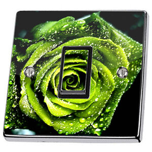Green Rose with Dew Light Switch & Power Socket Stickers skin decal vinyl cover