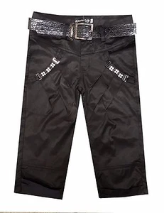 Magen Kids Girl Fashion Dressy Black/White Dance Capri Slim fit W. Belt Sz. 6-12 - Picture 1 of 5