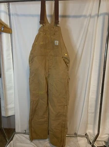 Carhartt 6FBQZ Bavaglino Tuta USA Uomo 38x32 Trapunta Tela Anatra Isolata - Foto 1 di 14