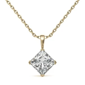 Collar colgante de princesa de diamantes de 1 quilate de oro amarillo de 18k IGI GIA HRD cultivado en laboratorio - Imagen 1 de 8
