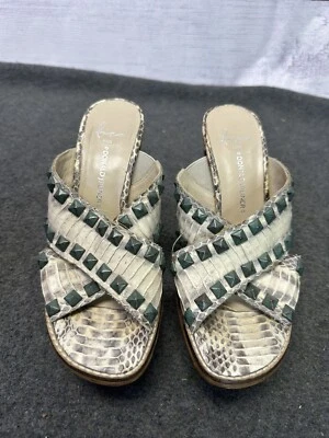 Donald J. Pliner X Lisa (Pliner) Ivory Studded Snake Stilleto Heel Sz 6.5 - Image 1 of 4