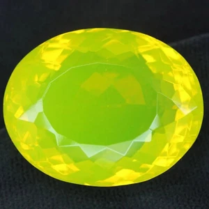 Grande opale di fuoco giallo fluo 50+ ct. pietra preziosa australiana taglio ovale sfusa - Foto 1 di 4