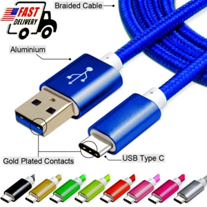 USB-C Type-C Nylon Tressé Corde Données Sync Chargeur Câble De Charge Cordon LOT - Photo 1 sur 10