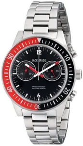 $428 JACK SPADE Men's BLACK/RED 38mm CHRONO Stainless Steel Swiss Watch WURU0085 - Picture 1 of 7