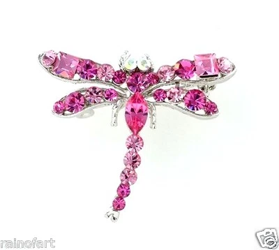 Broche broche libélula alas rosas cristal Swarovski hecho con  Foto 1 de 2