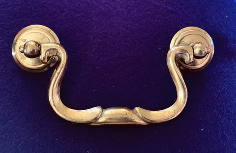 Brass Chippendale Vintage Antique Hardware Drawer Pull 3 1/2” centers Batwing Cover