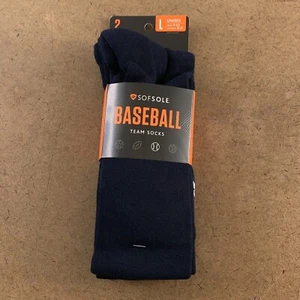 Sof Sole Large (M Shoe Size 8-12.5 W 10-13)  Navy Baseball Team Socks 2 Pair NWT - Picture 1 of 5