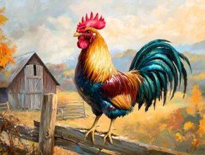 Arte en lienzo de gallo vibrante de pollo decoración del hogar arte de pared impresión póster pintura - Imagen 1 de 6