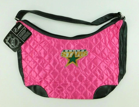 NHL Womens Dallas Stars Hockey Purse Pink Zip Pocket Zip Close Bag Cover