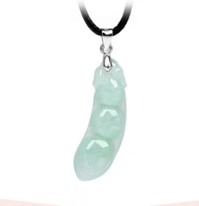 Zertifizierter massiver 925 Sterling Silber mit natürlicher Burma grüner Jade Bohne Anhänger - Bild 1 von 4