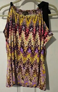 Fenn Wright Manson Women Multicolor Sleeveless Blouse Top Tie Shoulder Size L - Picture 1 of 6