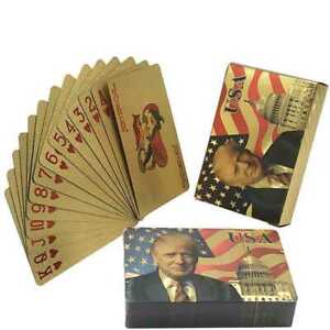 Donald Trump Waterproof Plastic Playing Cards Color Gold Foil Poker Deck Game