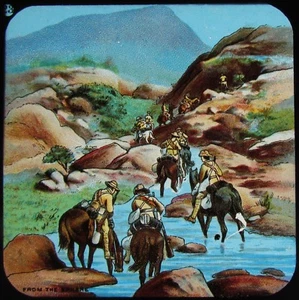 Glass Magic Lantern Slide THE BOER WAR OF 1900 NO23 C1900 DRAWING SCOUTING - Picture 1 of 2