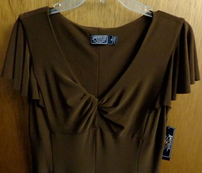 New American Living Brown Twisted Front Stretch Dress Women 10 M  36" chest  $90 - Image 1 of 4