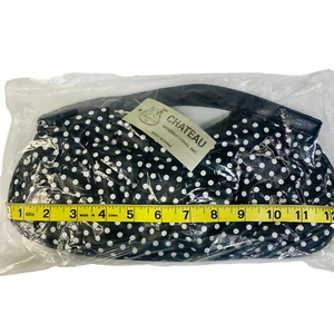 Bolso clutch Chateau a lunares negro blanco 12 pulgadas imitación cuero - Imagen 1 de 2