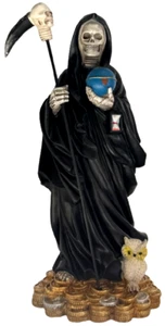 Münzsockel Heiliger Tod Sensenmann schwarze Tunika Farbe 12" Santa Muerte Manto Negro - Bild 1 von 5