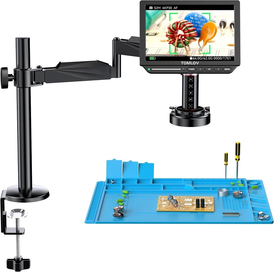 TOMLOV Autofocus 4K Digital Microscope Soldering 8" TM4K-AF Flex Arm for Adults - Image 1 of 4