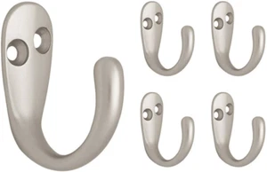 (5-Pack) Single Wall Hooks 1-Prong Coat/Hat Matte Nickel Hooks for Hanging Wall - Picture 1 of 12