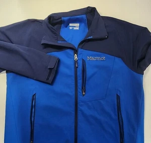 Marmot M3 Tempo Jacket Mens XL Blue Soft Shell Full Zip Pockets - Picture 1 of 15