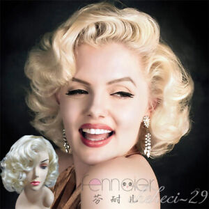 Cos Marilyn Monroe short paragraph pale gold curly hair wig
