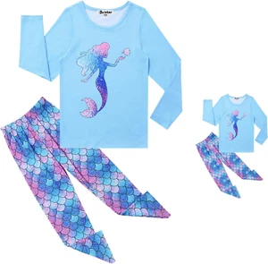 Matching Girls&Dolls Pajamas Unicorn Pj Set Kids Cotton Fall Sleepwear… - Picture 1 of 12