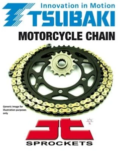 Suzuki RGV250 VJ21 89-90 Tsubaki RQ2 Gold X-Ring Chain & JT Sprocket Kit - Picture 1 of 4