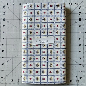 Vintage SECRETS OF THE GARDEN Joan Kessler for Concord BEES BUGS 2 Yard Cut - Picture 1 of 5