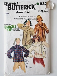 Butterick Oversized Collar Ruffle Blouse Shirt Tie Pattern Size 12 Bust 34" 87cm - Picture 1 of 7