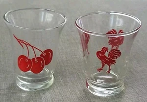 2 Vintage Saftgläser rote Kirschen & Hähne Libbey 50er Jahre - Bild 1 von 3