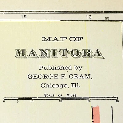 "Antiguo mapa de Manitoba 1901 Winnipeg Brandon Winkler Steinbach original 14"" X 22""" Foto 1 de 4