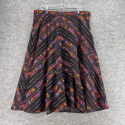 NY Collection Skirt Women 1X Plus Black Striped A-Line Midi Mid Rise Lined - Image 1 of 4