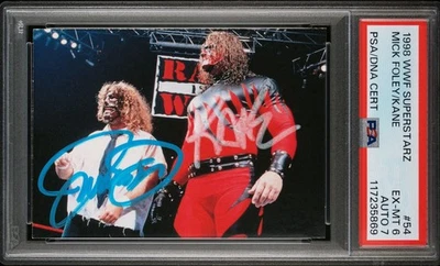 MANKIND & KANE PSA 6 DOBLE AUTO 7 1998 IMÁGENES DE CÓMIC WWF SUPERSTARZ FIRMADO POP 1 Foto 1 de 4
