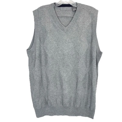 Oscar de la Renta Chaleco Tejido Top Suéter Talla M Gris Geométrico Preppy Dinero Antiguo Foto 1 de 4