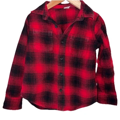 Franela de invierno roja y negra con bolsillos 100 % algodón talla 5 años para bebé niño Foto 1 de 4